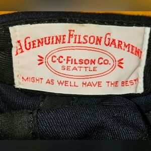 Rare Filson Seattle Co Vintage 100% Virgin Wool Cap Blue Adj Leather Band
